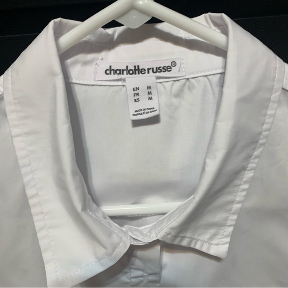 Charlotte Russe White Cropped Bomber Jacket Top. Size M. NWOT - Picture 10 of 11